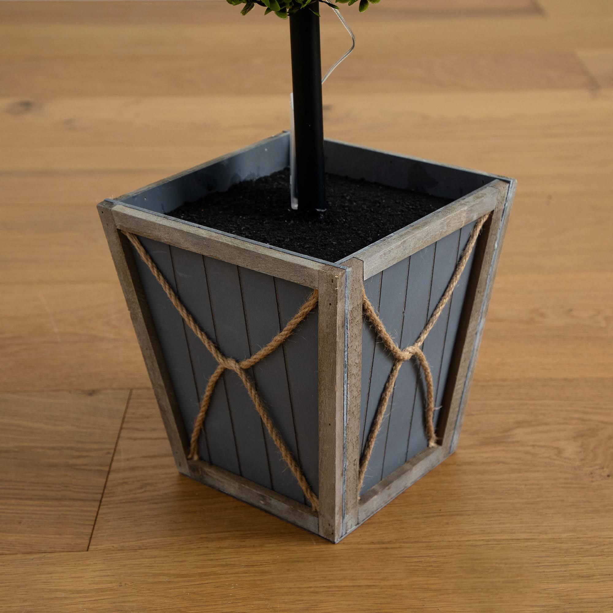 4ft. LED UV Resistant Triple Ball Boxwood Topiary in Decorative Planter